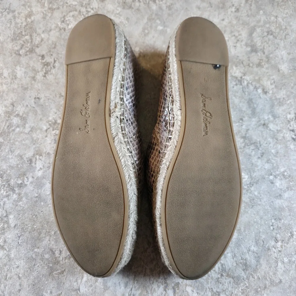 Sam Edelman Kesia Espidrille Loafer Women's 9 Nude‎ Boho Snakeskin Slip On Shoes